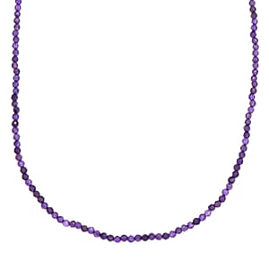 Amethyst Bead Necklace in Sterling Silver| Beaded Jewelry Silver| Birthday Gifts For Women (20 Inches)  31.75 ctw