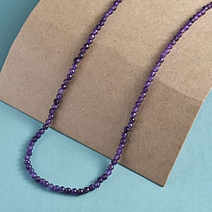 Amethyst Bead Necklace in Sterling Silver| Beaded Jewelry Silver| Birthday Gifts For Women (20 Inches)  31.75 ctw