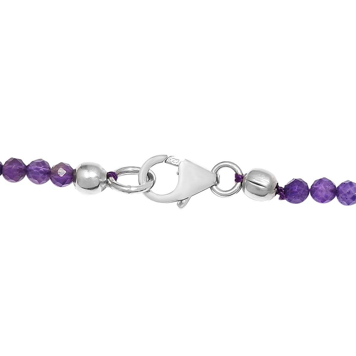 Amethyst Bead Necklace in Sterling Silver| Beaded Jewelry Silver| Birthday Gifts For Women (20 Inches)  31.75 ctw image number 3