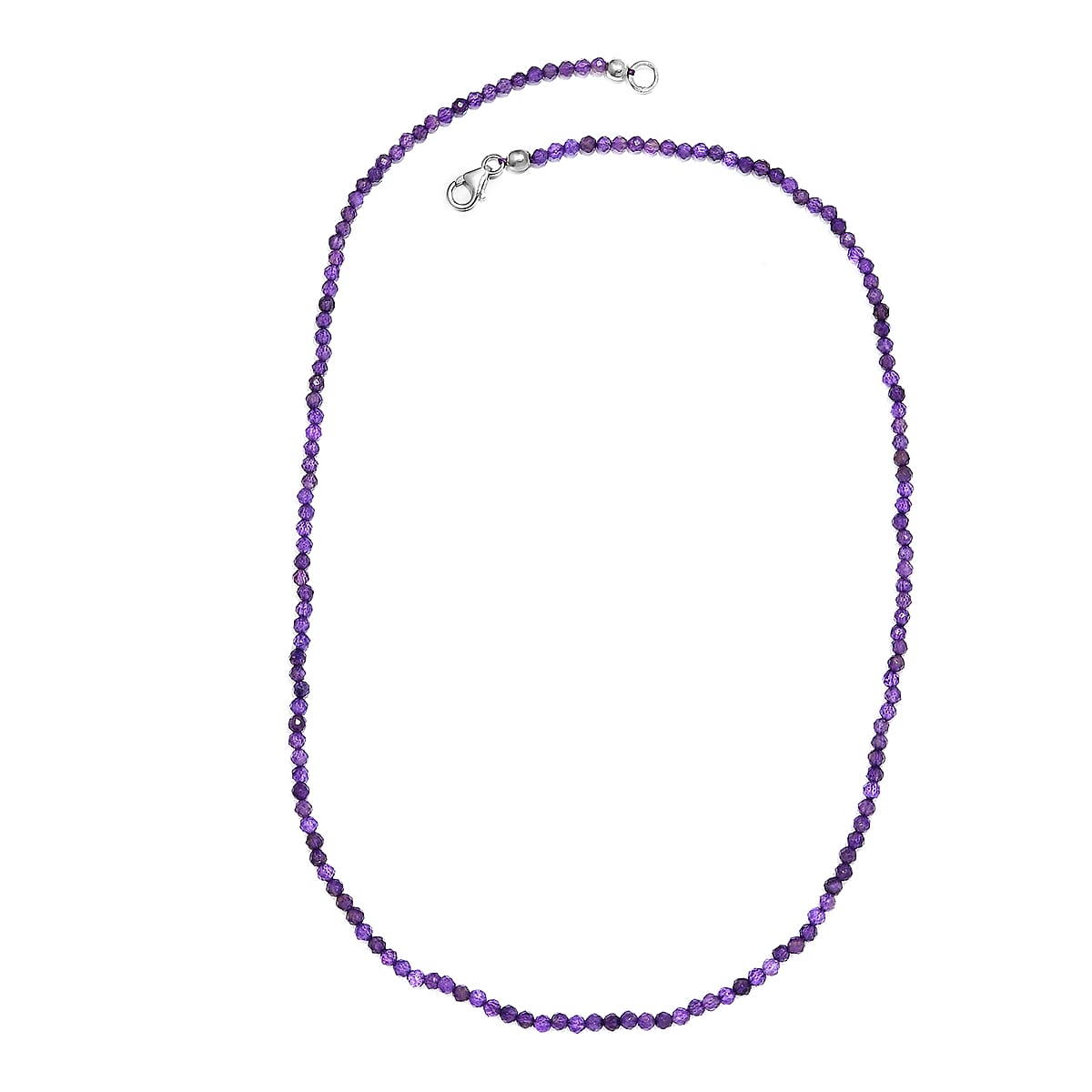 Amethyst Bead Necklace in Sterling Silver| Beaded Jewelry Silver| Birthday Gifts For Women (20 Inches)  31.75 ctw image number 4