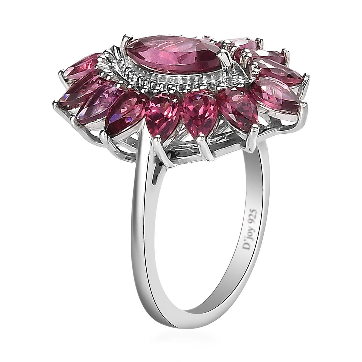 Tanzanian Wine Garnet Floral Ring in Platinum Over Sterling Silver (Size 8.0) 5.00 ctw image number 3
