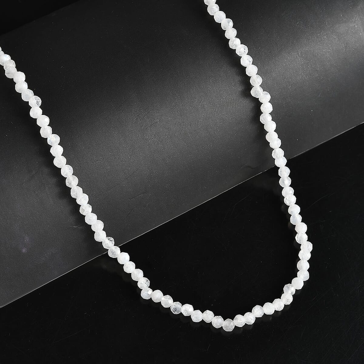 Kuisa Rainbow Moonstone Bead Necklace in Sterling Silver| Beaded Jewelry Silver| Birthday Gifts For Women (20 Inches)  32.00 ctw image number 1