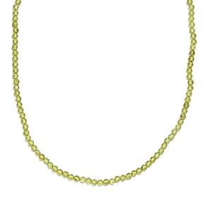 Peridot Bead Necklace in Sterling Silver| Beaded Jewelry Silver| Birthday Gifts For Women (20 Inches)  48.65 ctw