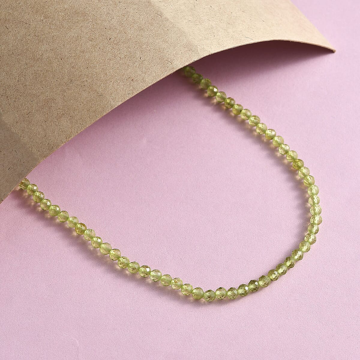 Peridot Bead Necklace in Sterling Silver| Beaded Jewelry Silver| Birthday Gifts For Women (20 Inches)  48.65 ctw image number 1