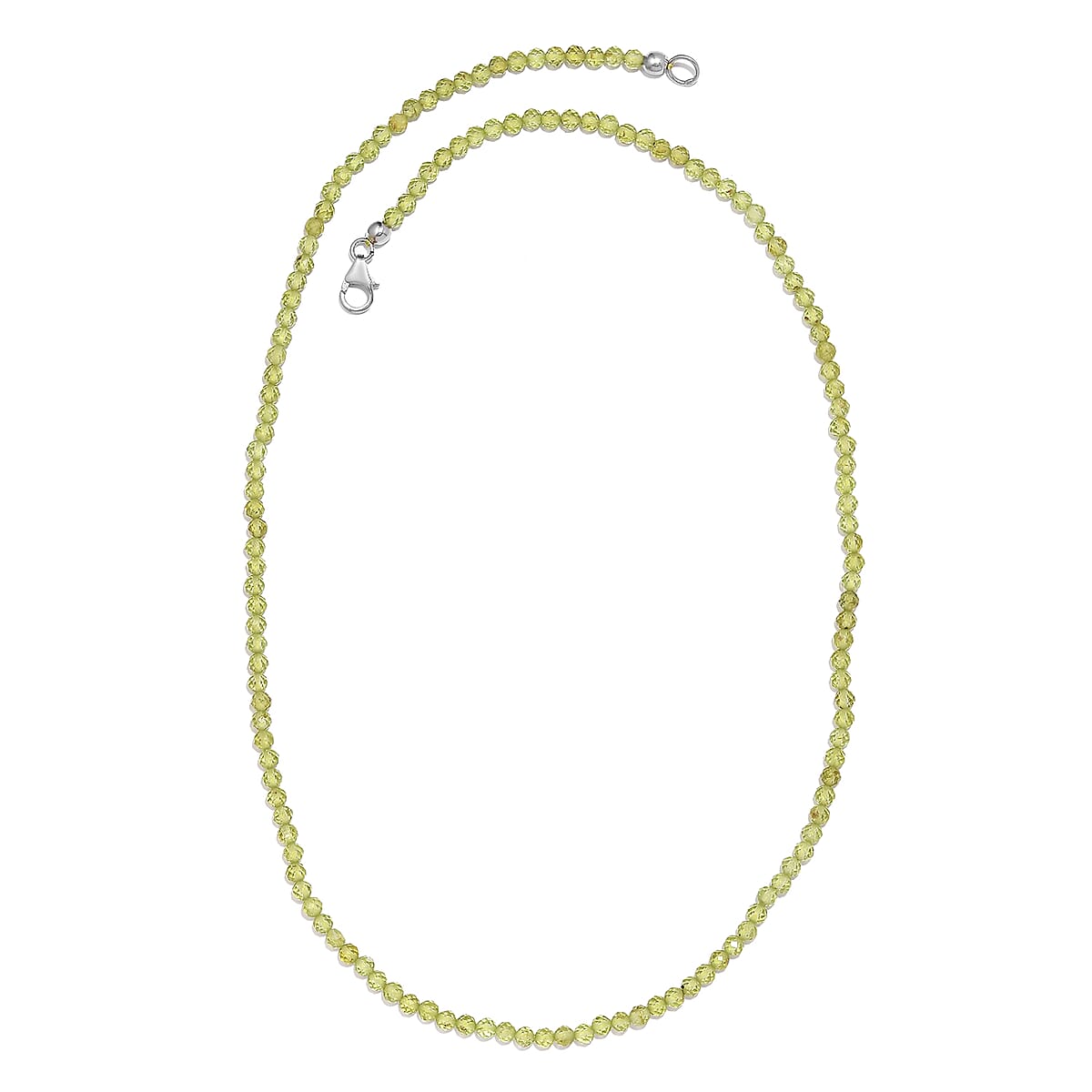 Peridot Bead Necklace in Sterling Silver| Beaded Jewelry Silver| Birthday Gifts For Women (20 Inches)  48.65 ctw image number 3