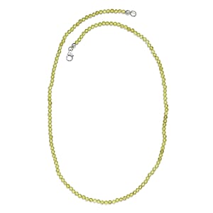 Peridot Bead Necklace in Sterling Silver| Beaded Jewelry Silver| Birthday Gifts For Women (20 Inches)  48.65 ctw