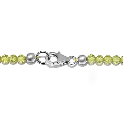 Peridot Bead Necklace in Sterling Silver| Beaded Jewelry Silver| Birthday Gifts For Women (20 Inches)  48.65 ctw