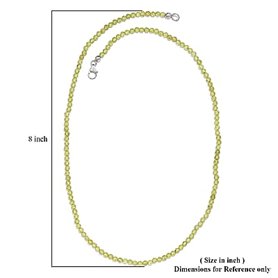 Peridot Bead Necklace in Sterling Silver| Beaded Jewelry Silver| Birthday Gifts For Women (20 Inches)  48.65 ctw