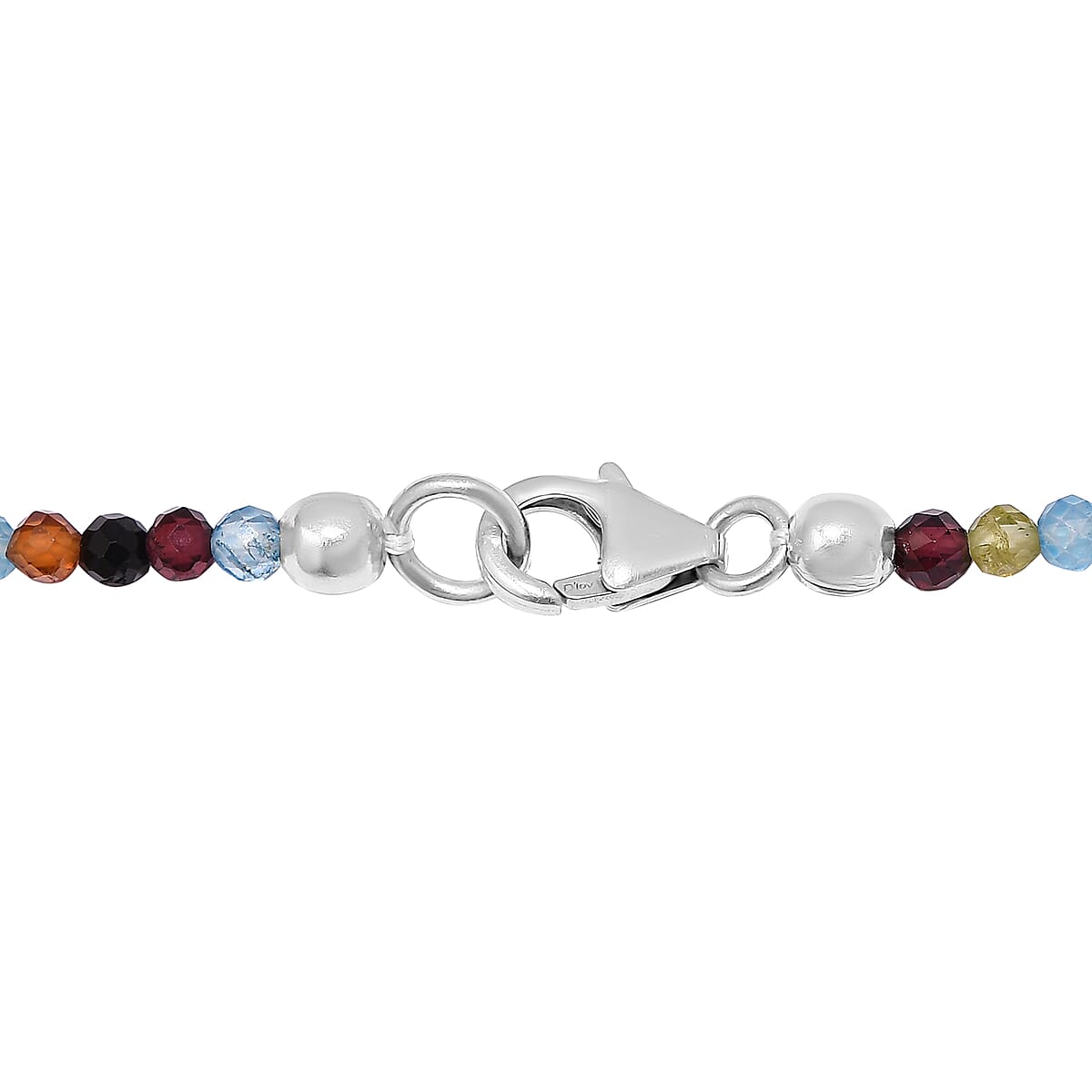 Multi Gemstone Bead Necklace in Sterling Silver| Beaded Jewelry Silver| Birthday Gifts For Women (20 Inches) 37.35 ctw image number 4
