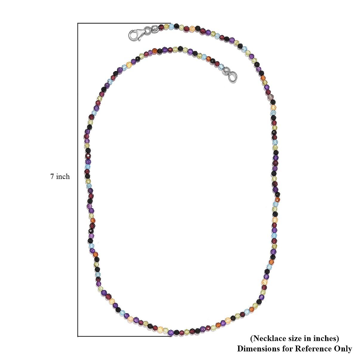 Multi Gemstone Bead Necklace in Sterling Silver| Beaded Jewelry Silver| Birthday Gifts For Women (20 Inches) 37.35 ctw image number 5