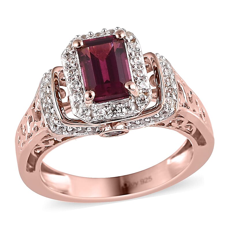 Tanzanian Wine Garnet and Multi Gemstone Ring in Vermeil Rose Gold Over Sterling Silver (Size 10.0) 1.75 ctw