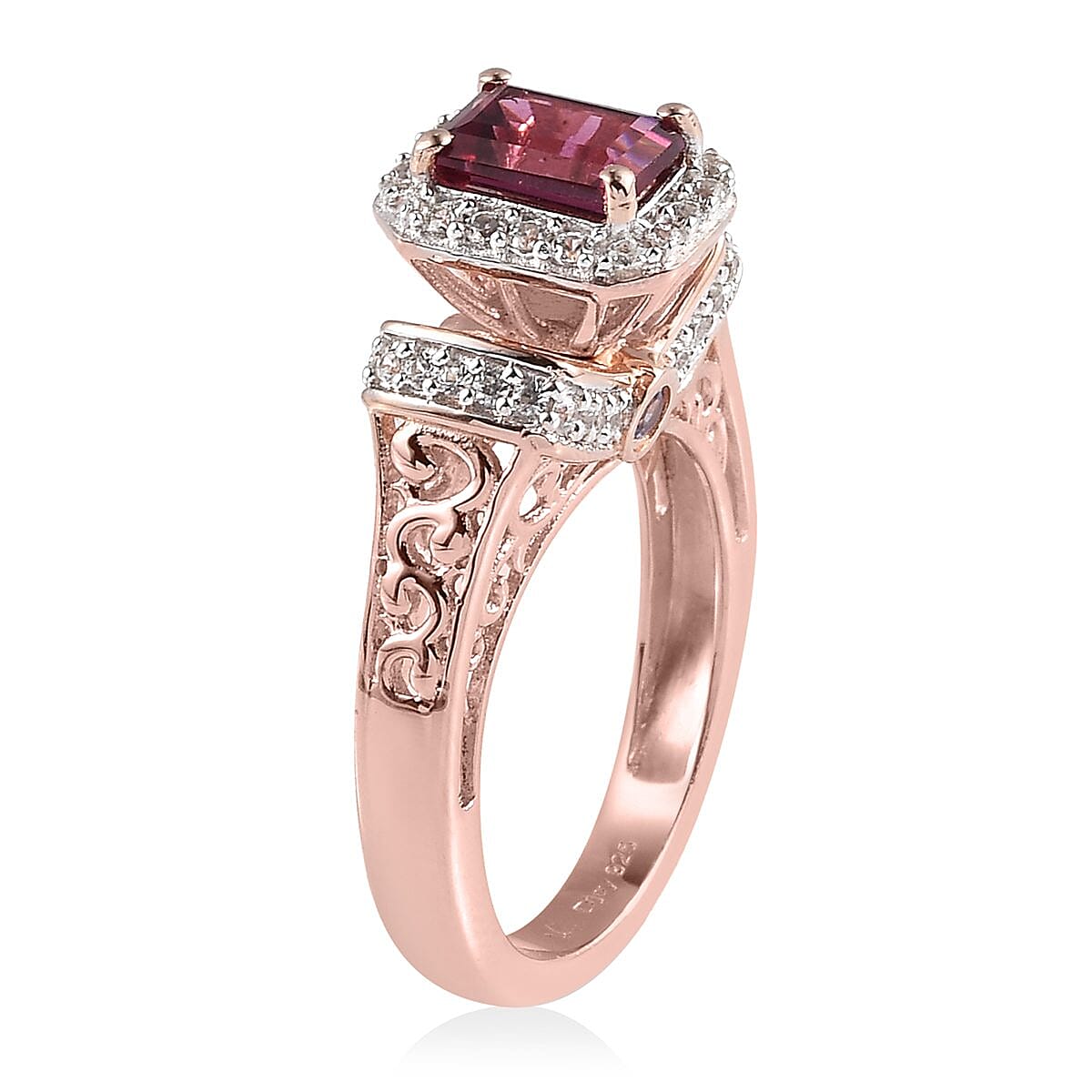 Natural Tanzanian Wine Garnet and Multi Gemstone Ring in Vermeil Rose Gold Over Sterling Silver 1.75 ctw image number 3