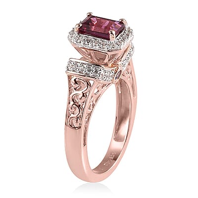 Tanzanian Wine Garnet and Multi Gemstone Ring in Vermeil Rose Gold Over Sterling Silver (Size 10.0) 1.75 ctw