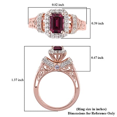 Tanzanian Wine Garnet and Multi Gemstone Ring in Vermeil Rose Gold Over Sterling Silver (Size 10.0) 1.75 ctw