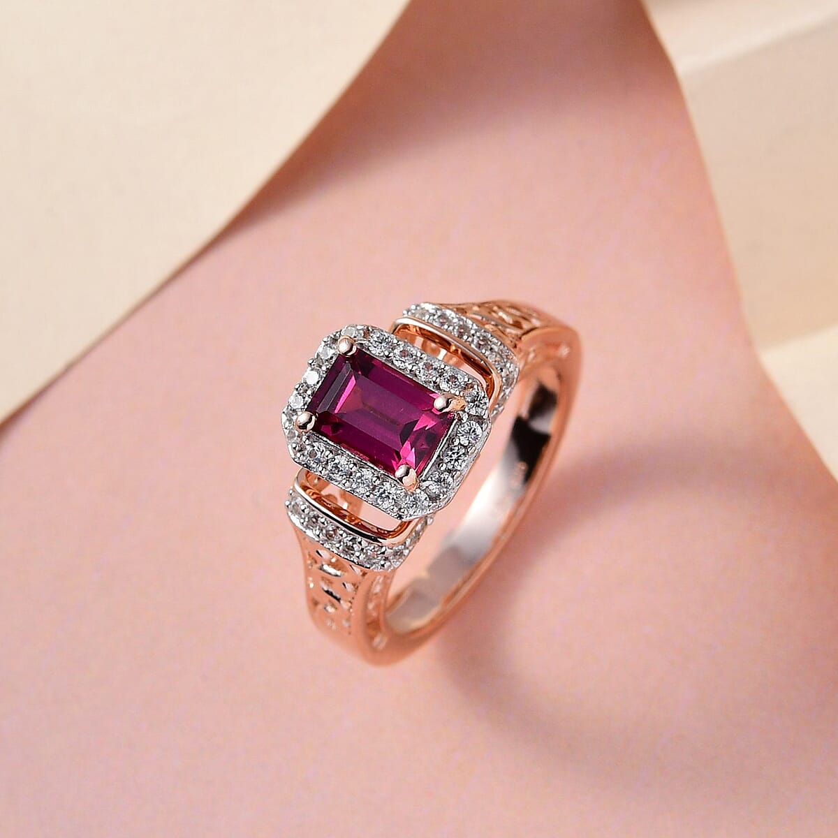 Tanzanian Wine Garnet and Multi Gemstone Ring in Vermeil Rose Gold Over Sterling Silver (Size 9.0) 1.75 ctw image number 1