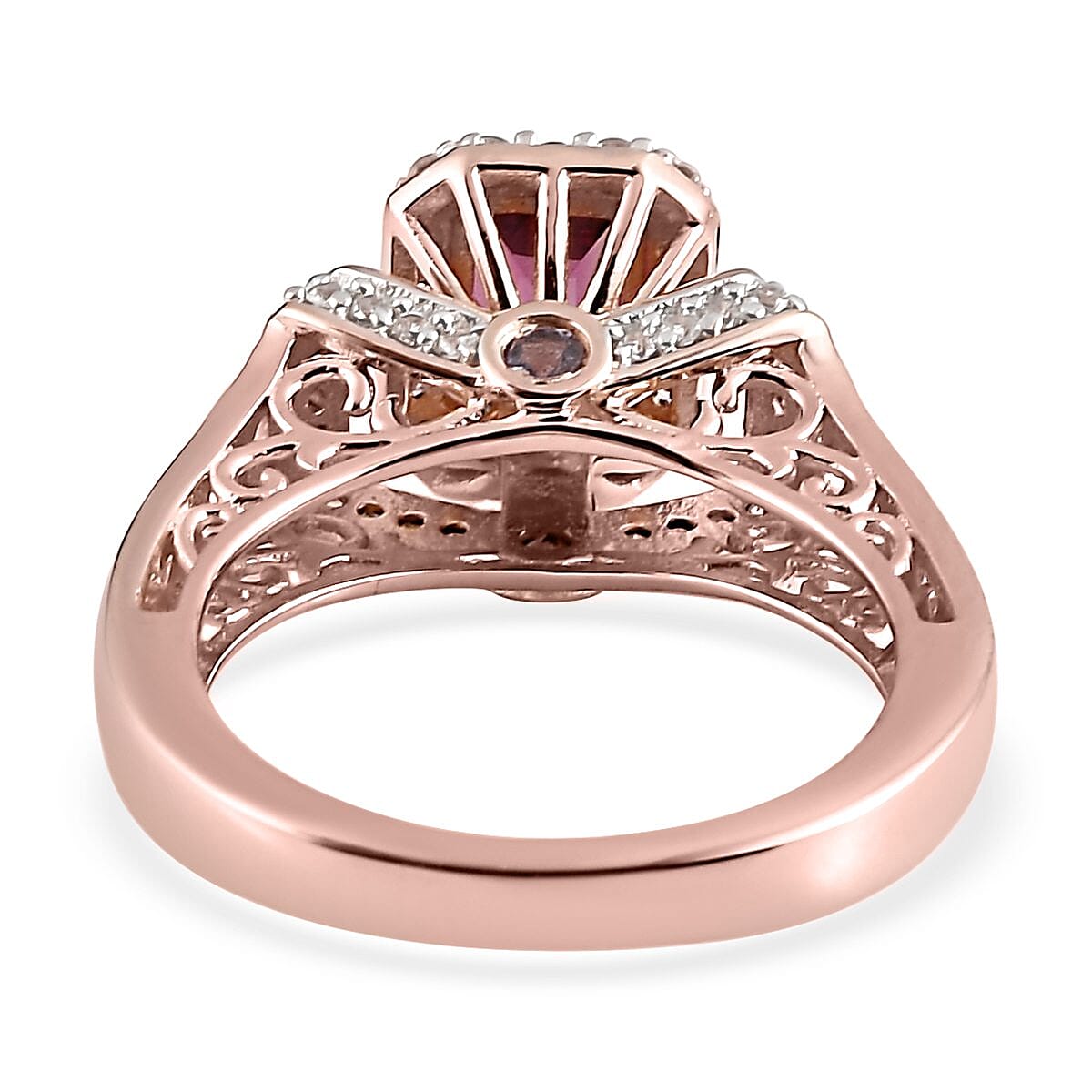 Tanzanian Wine Garnet and Multi Gemstone Ring in Vermeil Rose Gold Over Sterling Silver (Size 9.0) 1.75 ctw image number 4