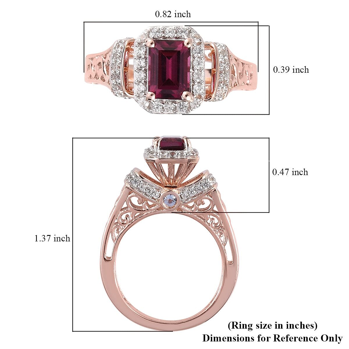 Tanzanian Wine Garnet and Multi Gemstone Ring in Vermeil Rose Gold Over Sterling Silver (Size 9.0) 1.75 ctw image number 5