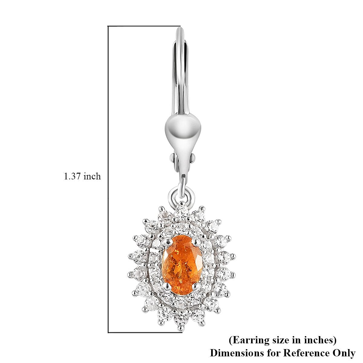 Premium Viceroy Spessartine Garnet and White Zircon Lever Back Earrings in Platinum Over Sterling Silver 2.35 ctw
