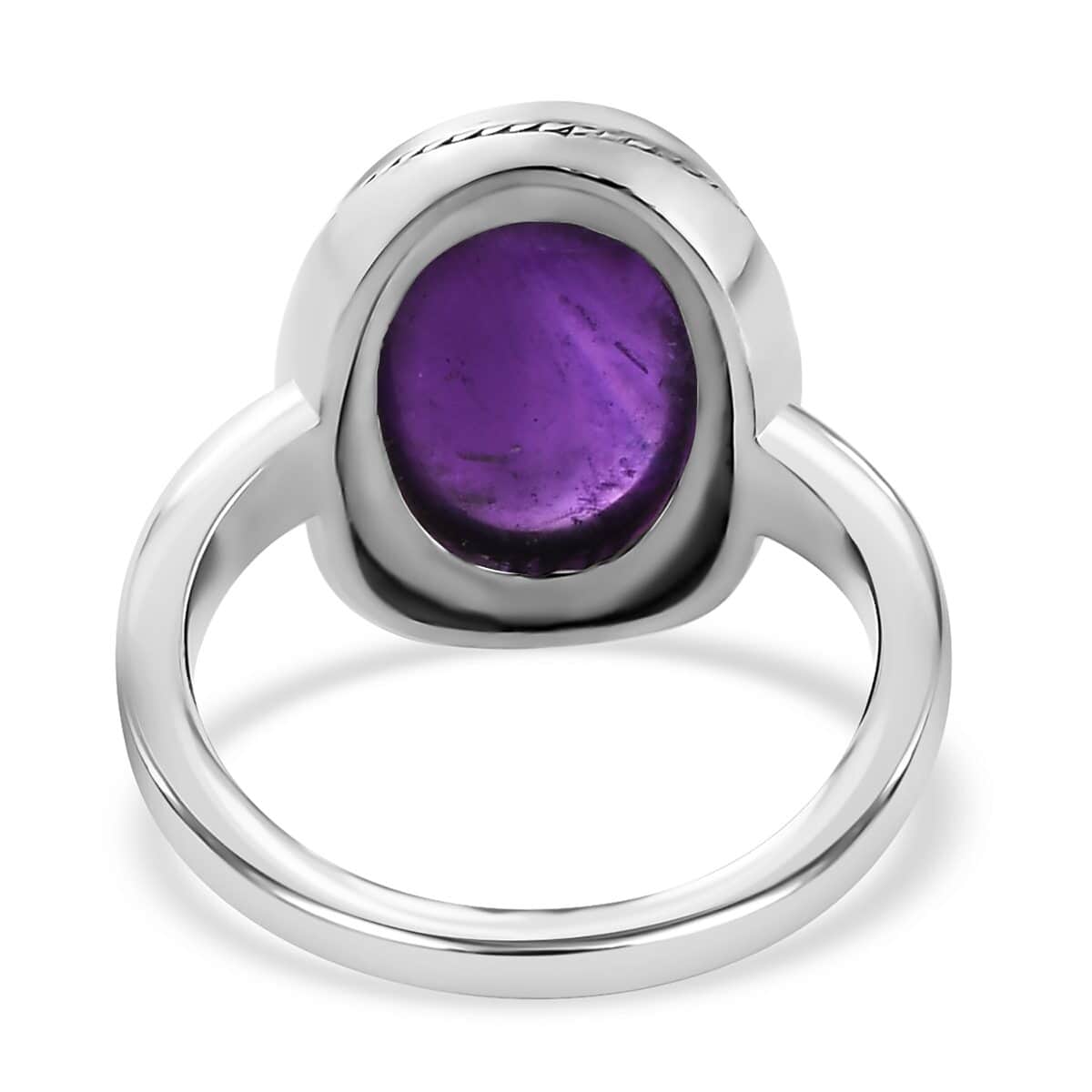 Amethyst Solitaire Ring in Stainless Steel (Size 6.0) 6.40 ctw image number 6