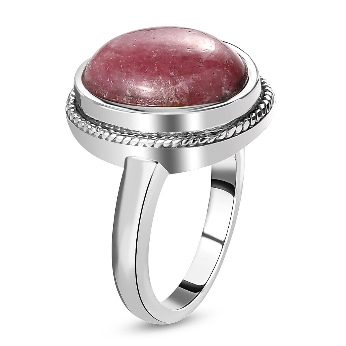 Rhodonite Solitaire Ring in Stainless Steel (Size 7.0) 9.00 ctw image number 5