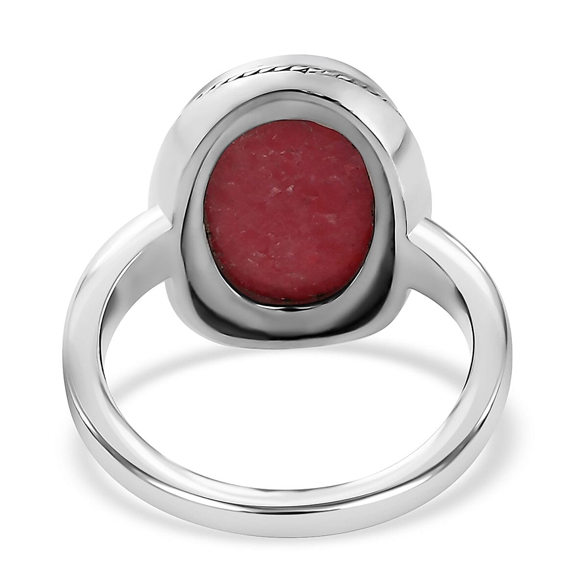 Rhodonite Solitaire Ring in Stainless Steel (Size 7.0) 9.00 ctw image number 6