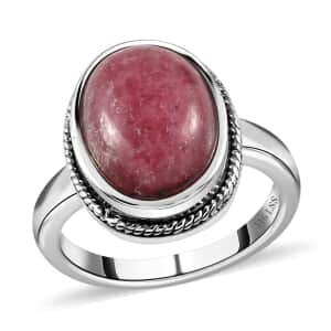 Rhodonite Solitaire Ring in Stainless Steel (Size 9.0) 9.00 ctw