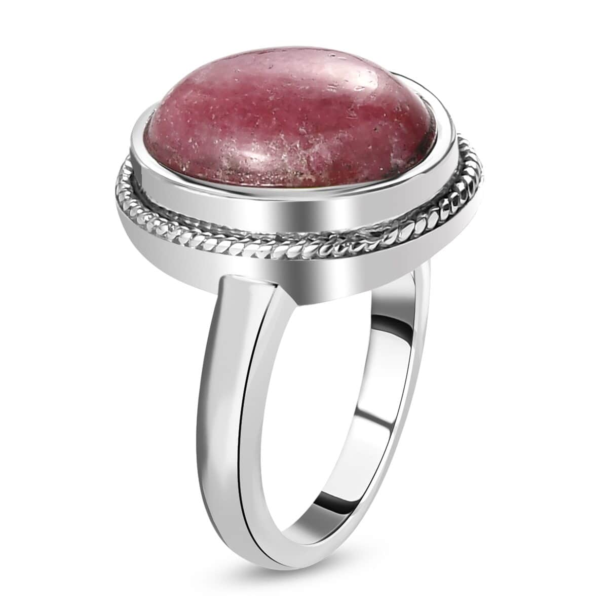 Rhodonite Solitaire Ring in Stainless Steel (Size 9.0) 9.00 ctw image number 5