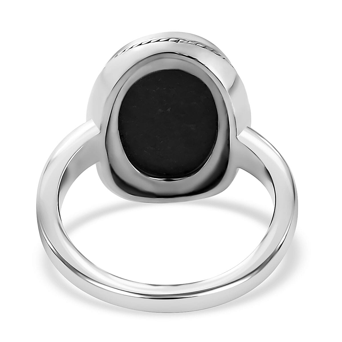 Black Onyx Solitaire Ring in Stainless Steel (Size 7.0) 6.30 ctw image number 6