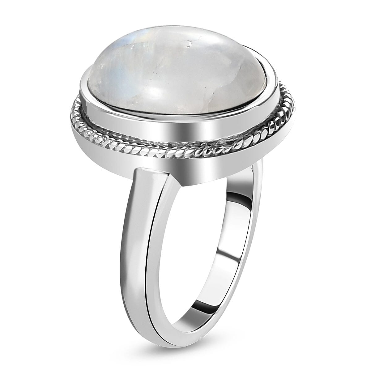 Kuisa Rainbow Moonstone Solitaire Ring in Stainless Steel (Size 7.0) 6.85 ctw image number 5