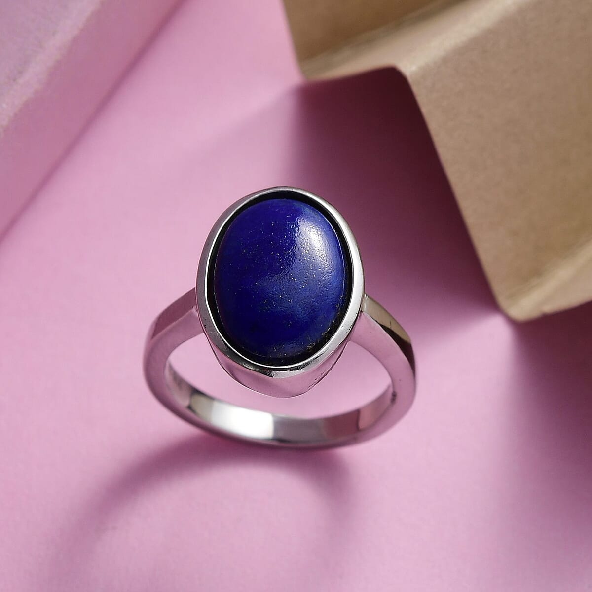 Lapis Lazuli Saddle Ring in Stainless Steel (Size 6.0) 6.90 ctw image number 1