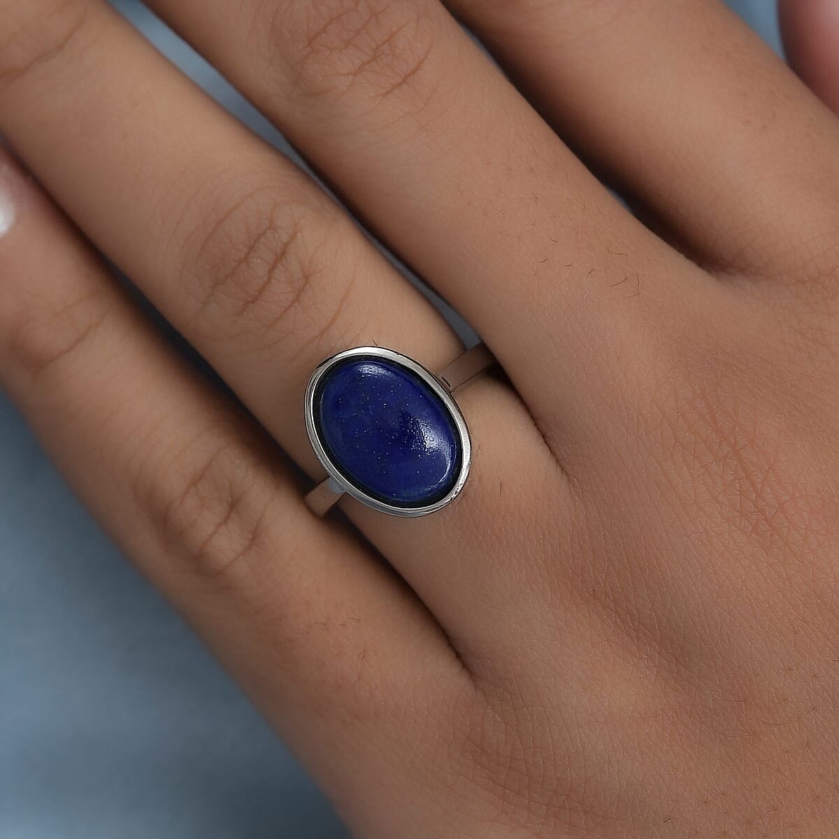 Lapis Lazuli Saddle Ring in Stainless Steel (Size 6.0) 6.90 ctw image number 3