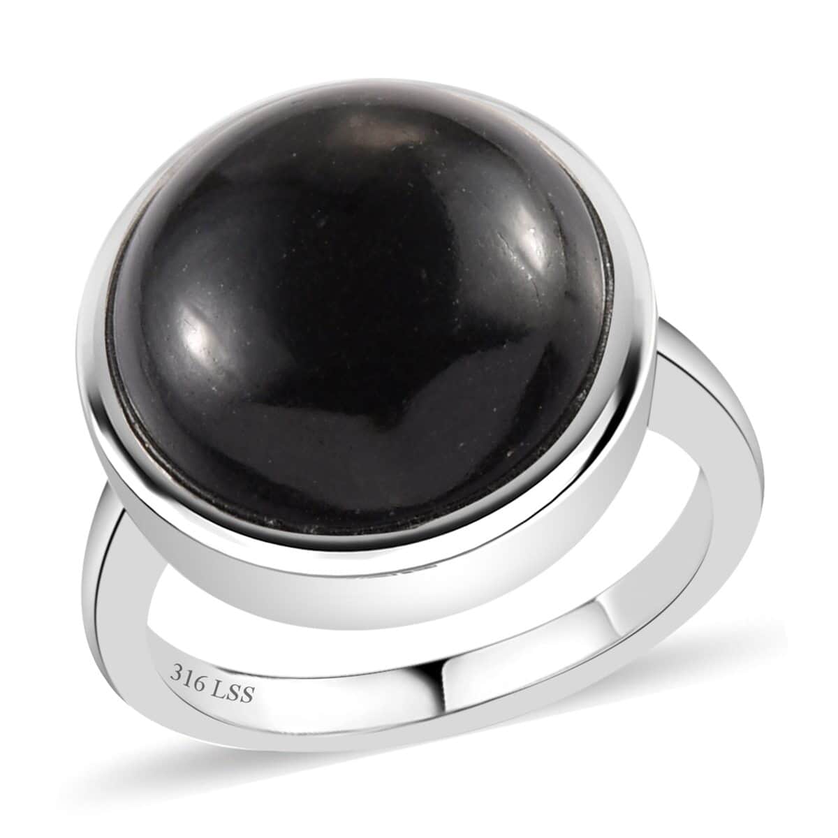 Australian Black Tourmaline Men's Ring in Stainless Steel 12.25 ctw image number 0