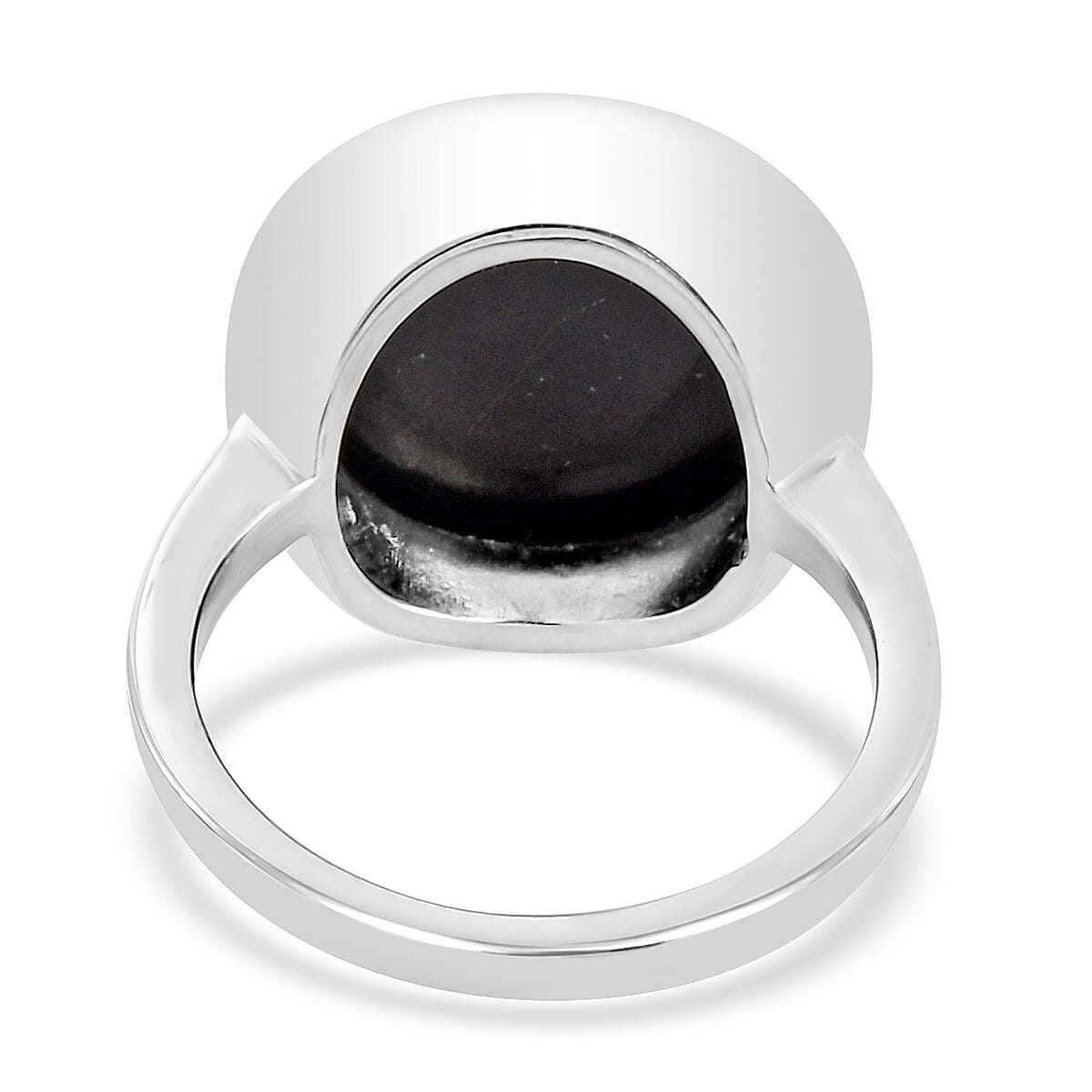 Australian Black Tourmaline Men's Ring in Stainless Steel (Size 9.0) 12.25 ctw image number 6