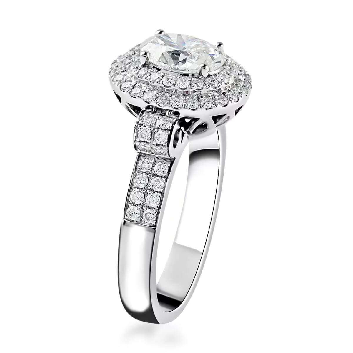 18K White Gold Diamond Cluster Ring 6.7 Grams (Delivered in 10-12 Business Days) 1.50 ctw image number 8