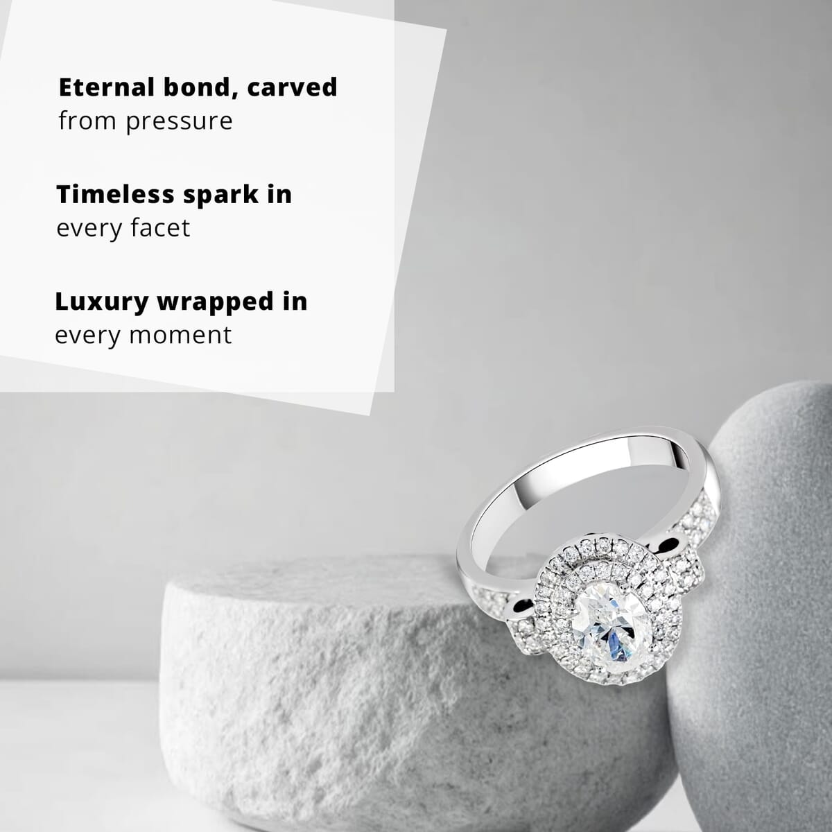 Modani 18K White Gold G-H SI1 Diamond 1.50 ctw Cluster Ring, Oval Engagement Ring (Size 5.0) 6.7 Grams 1.50 ctw image number 2