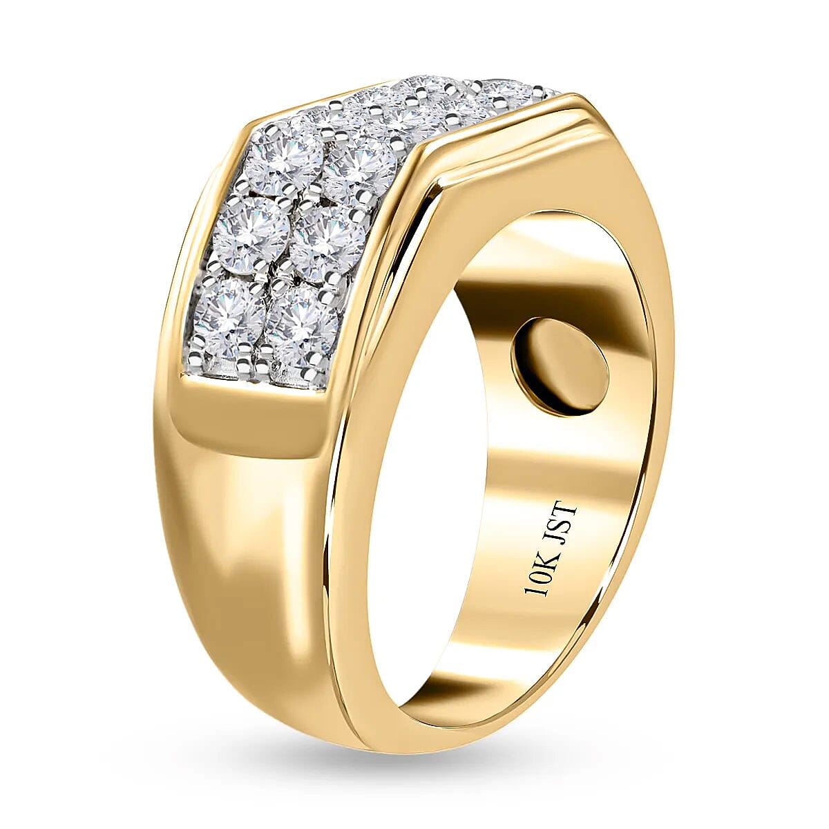 Diamond Men's Ring, 10K Yellow Gold Ring, Diamond Cluster Ring, Gold Rings For Men, Wedding Ring For Him 2.00 ctw image number 4