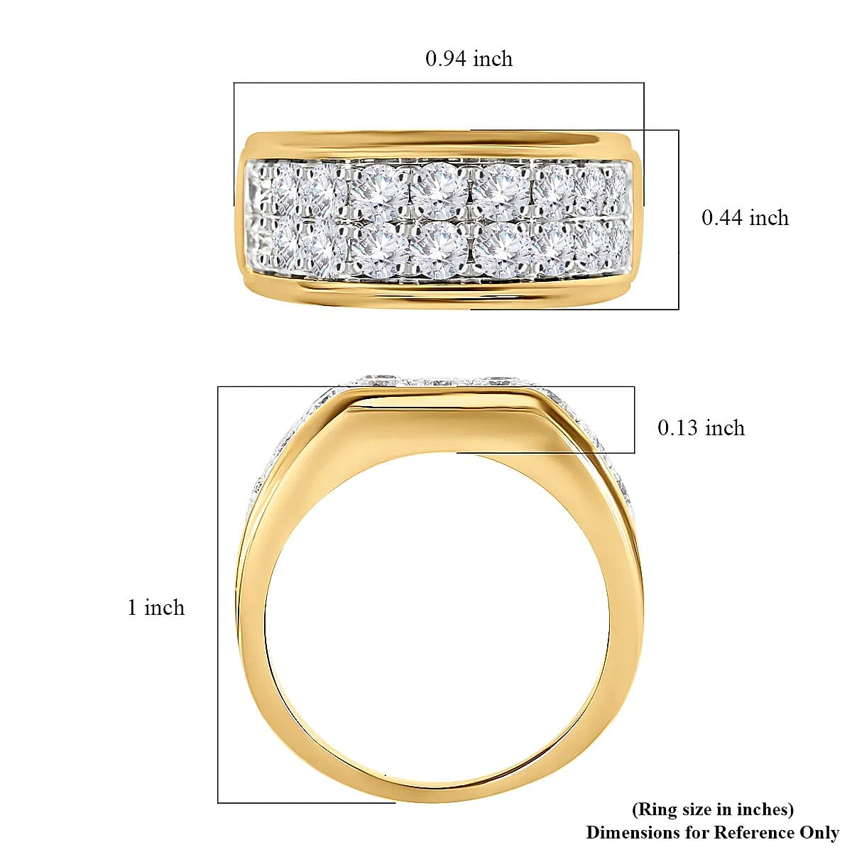 Diamond Men's Ring, 10K Yellow Gold Ring, Diamond Cluster Ring, Gold Rings For Men, Wedding Ring For Him 2.00 ctw image number 6