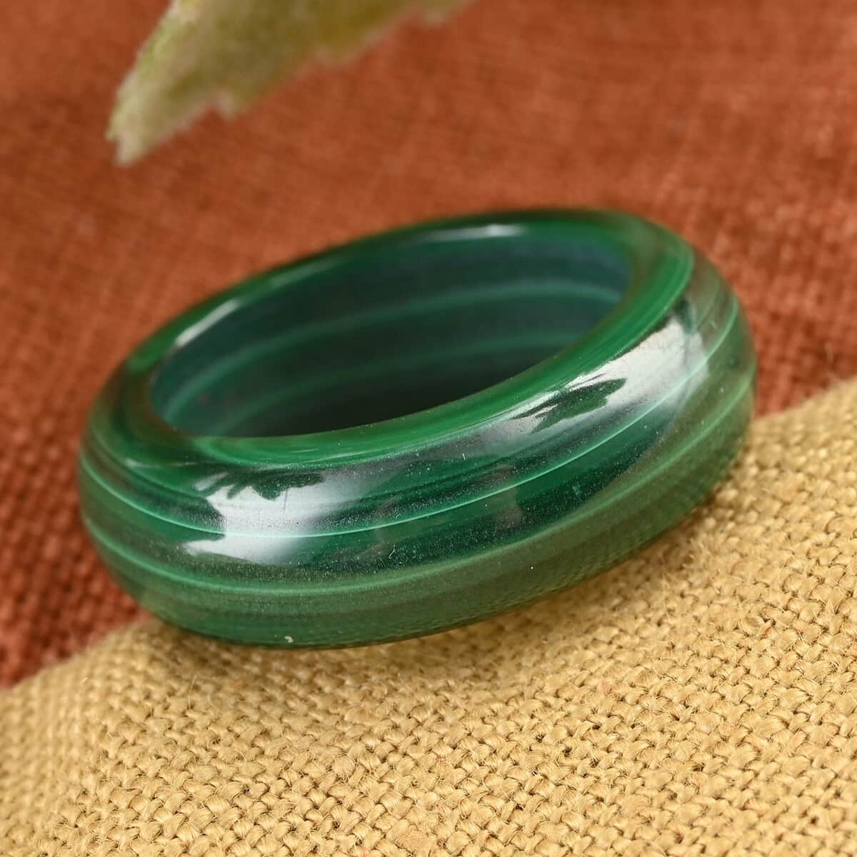 African Malachite Carved Band Ring (Size 7) 29.00 ctw image number 1