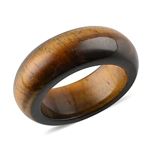 Yellow Tiger's Eye Carved Band Ring (Size 7) 21.20 ctw
