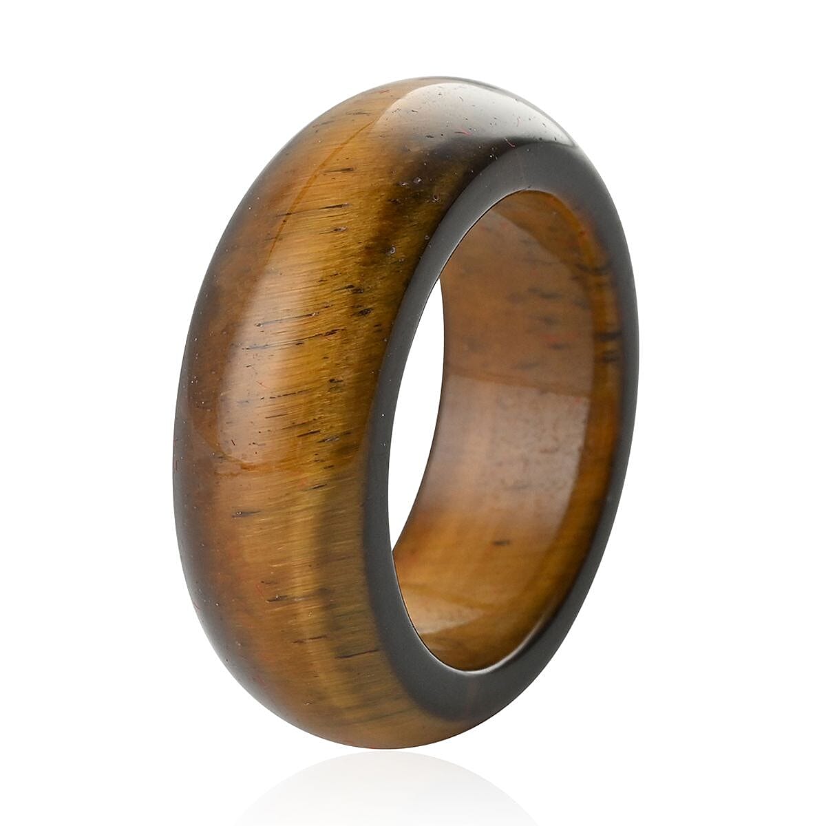 Yellow Tiger's Eye Carved Band Ring (Size 7) 21.20 ctw image number 3