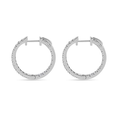 Diamond 1.00 ctw Hoop Earrings in 14K White Gold 4.7 Grams