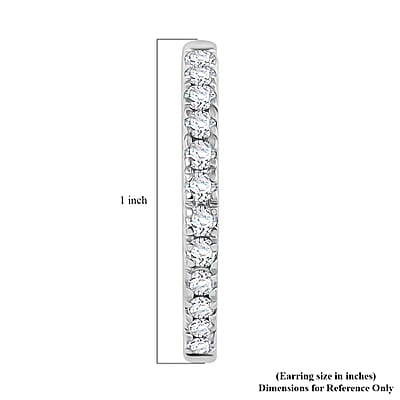 Diamond 1.00 ctw Hoop Earrings in 14K White Gold 4.7 Grams