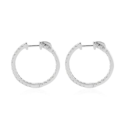 10K White Gold Diamond Hoop Earrings 5.80 Grams 2.00 ctw