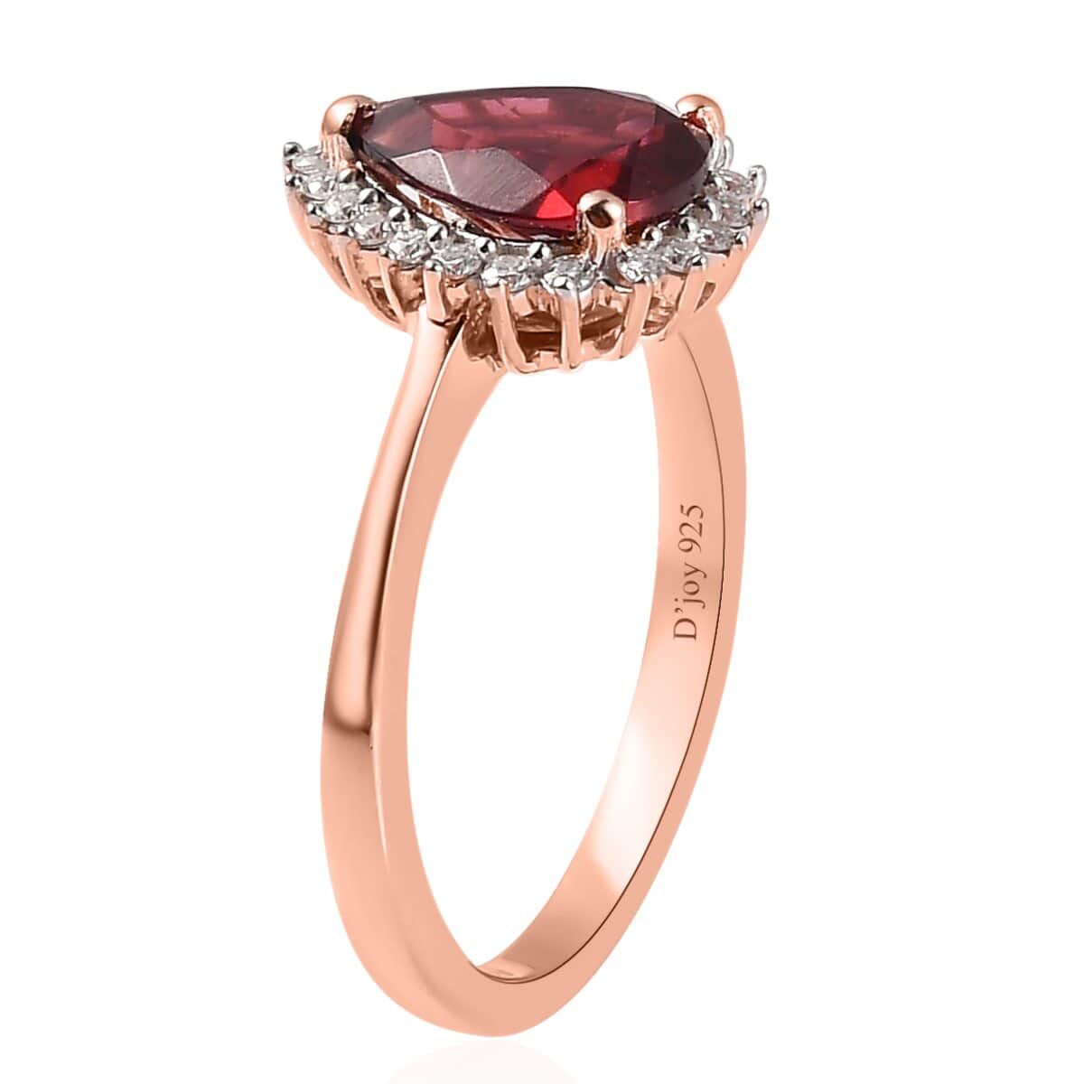 Natural Tanzanian Wine Garnet and Moissanite Halo Ring in Vermeil Rose Gold Over Sterling Silver 2.00 ctw image number 3