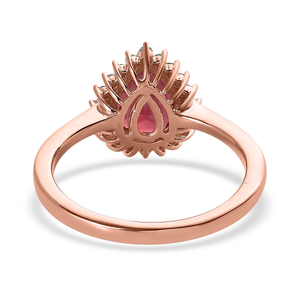 Tanzanian Wine Garnet and Moissanite Halo Ring in Vermeil Rose Gold Over Sterling Silver (Size 10.0) 2.00 ctw