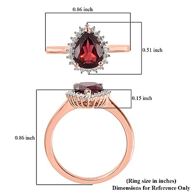 Tanzanian Wine Garnet and Moissanite Halo Ring in Vermeil Rose Gold Over Sterling Silver (Size 10.0) 2.00 ctw