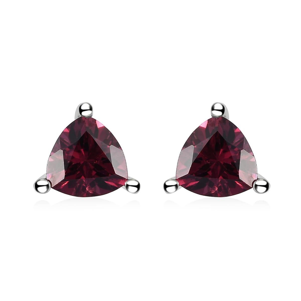 Tanzanian Wine Garnet Stud Earrings in Platinum Over Sterling Silver 1.90 ctw image number 0