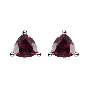 Tanzanian Wine Garnet Stud Earrings in Platinum Over Sterling Silver 1.90 ctw