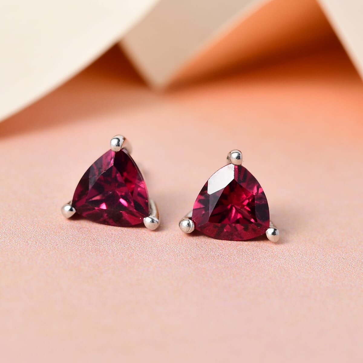 Tanzanian Wine Garnet Stud Earrings in Platinum Over Sterling Silver 1.90 ctw image number 1