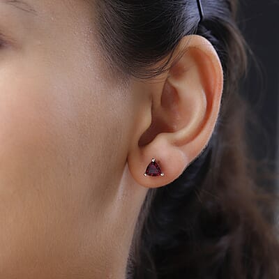 Tanzanian Wine Garnet Stud Earrings in Platinum Over Sterling Silver 1.90 ctw